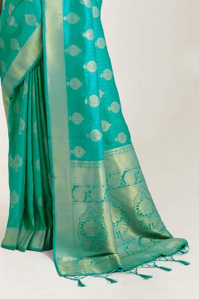 Buy MySilkLove Tradewind Blue Zari Woven Banarasi Saree Online