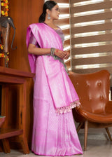 Elegant Pink Zari Woven Kanjivaram Silk Saree