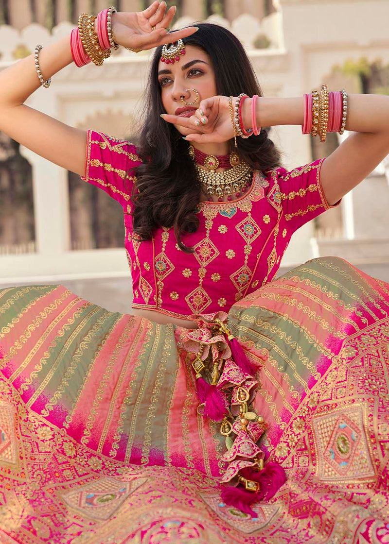 Cabaret Pink Banarasi Silk Lehenga Choli