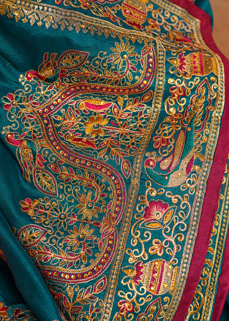 Elephant Blue Woven Banarasi Saree with Embroidery Work