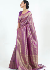 Plum Purple Zari Woven Akjivaram Silk Saree