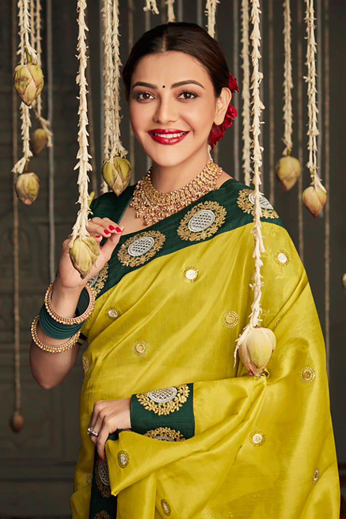 MySilkLove Wattle Yellow Zari Woven Designer Banarasi Saree
