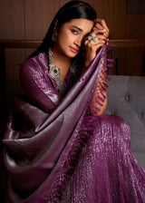 Eggplant Purple Zari Woven Kanjivaram Silk Saree