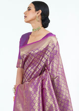 Plum Purple Zari Woven Akjivaram Silk Saree