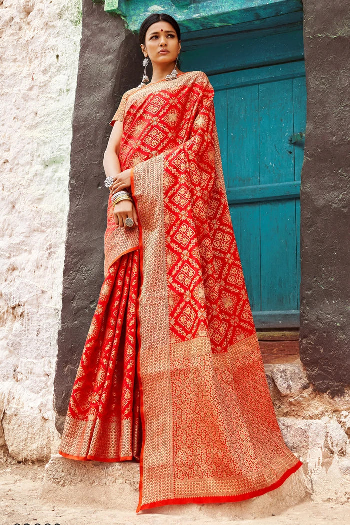 Cardinal Red Woven Patola Saree
