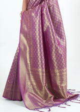 Plum Purple Zari Woven Akjivaram Silk Saree
