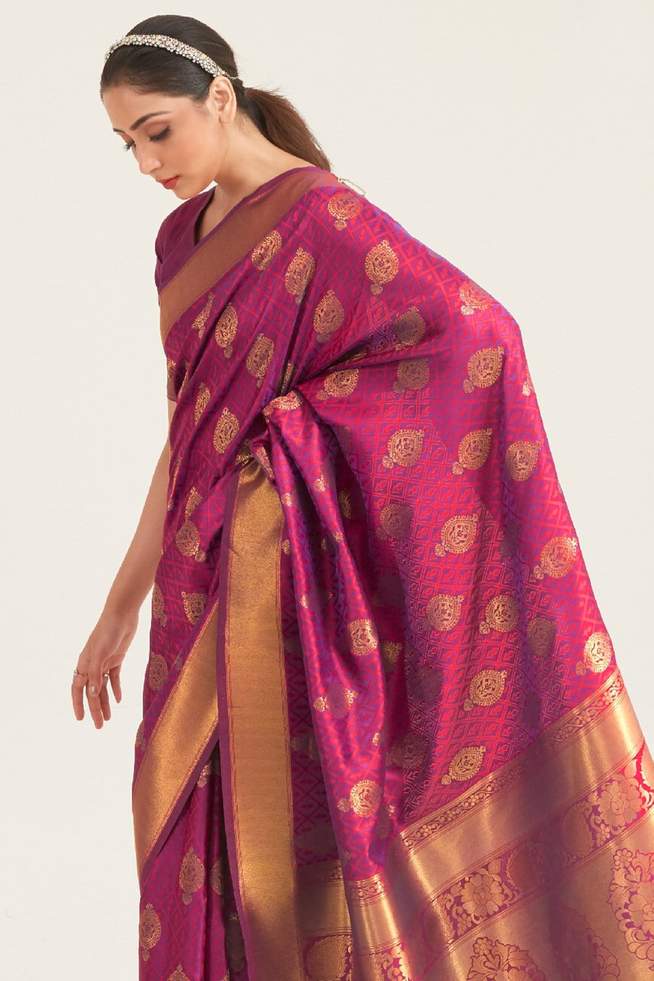 Buy MySilkLove Camelot Purple Zari Woven Banarasi Saree Online