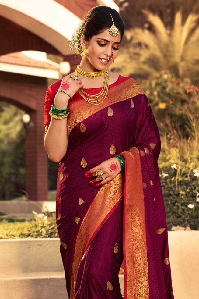 MySilkLove Persian Plum Purple Zari Woven Kanjivaram Saree