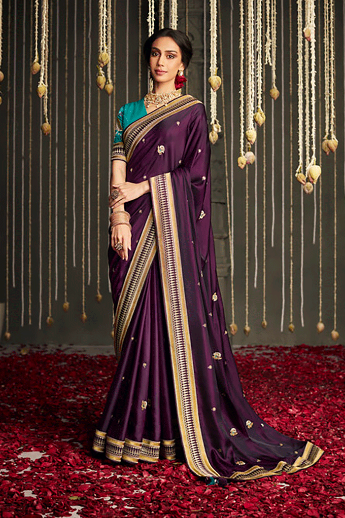 Purple Livid Zari Woven Designer Banarasi Saree