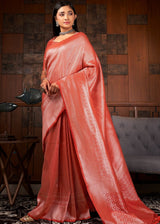 Fuzzy Wuzzy Pinkish Brown Zari Woven Kanjivaram Silk Saree