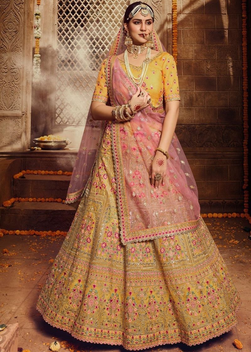 Stunning yellow and hot pink lehenga! Perfect for Sangeet! | Indian wedding  dress bridal lehenga, Bridal lehenga, Indian wedding dress