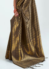 Jacko Bean Brown Zari Woven Kanjivaram Silk saree