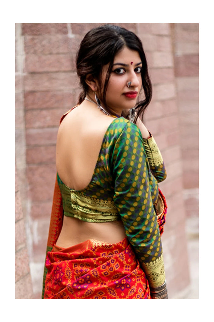 Red Ribbon Woven Patola Saree