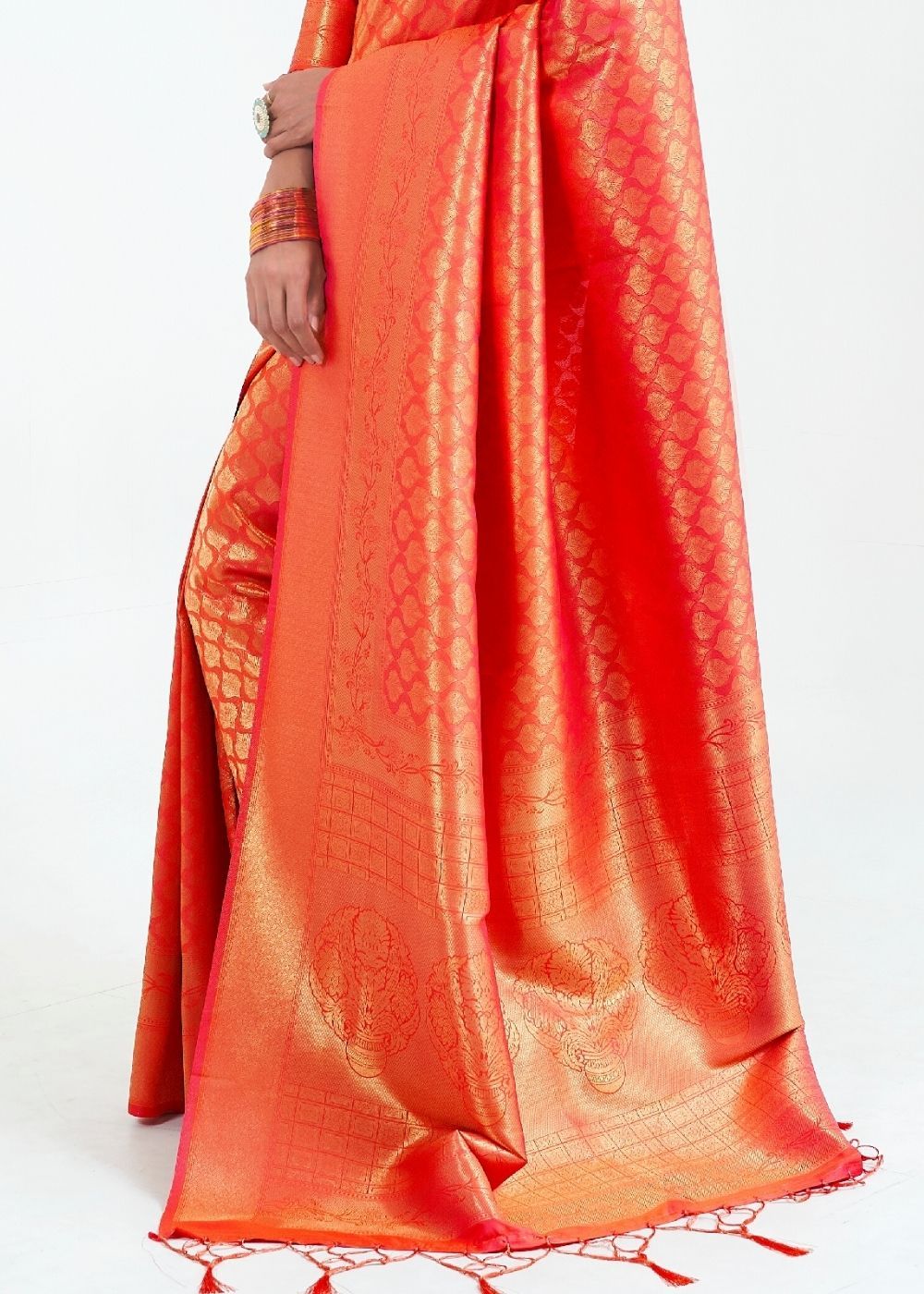 Buy MySilkLove Monza Red Zari Woven Kanjivarm Silk saree Online