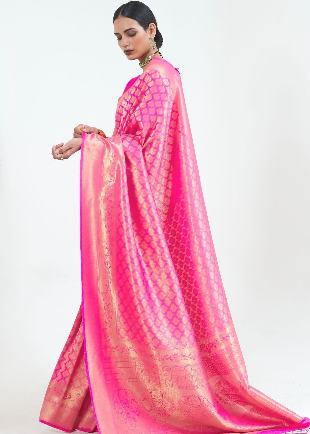 Buy MySilkLove Pink Sherbert Zari Woven Kanjivaram Silk Saree Online