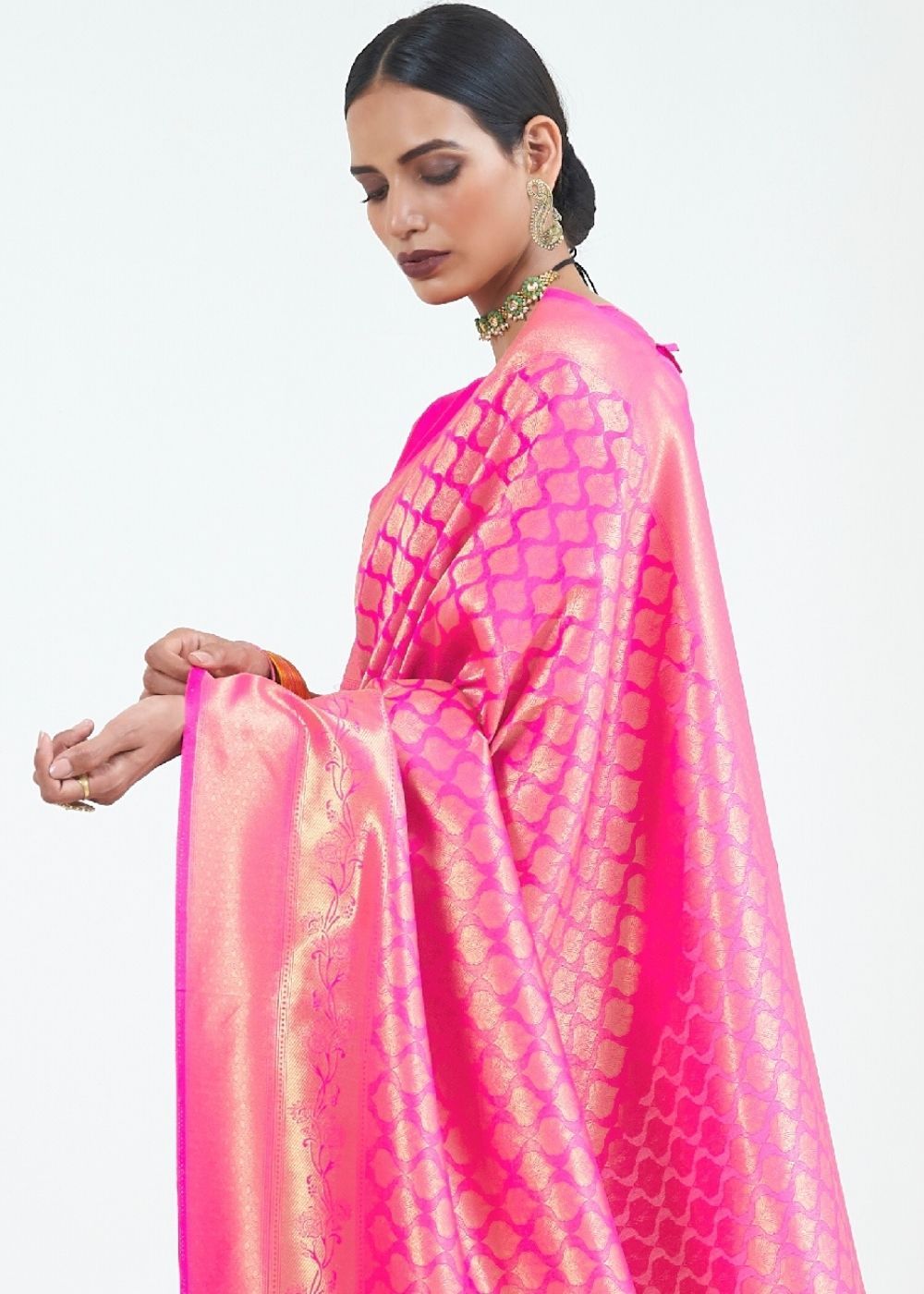 MySilkLove Pink Sherbert Zari Woven Kanjivaram Silk Saree