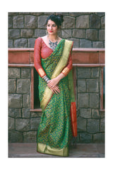 Forest Green Woven Patola Saree