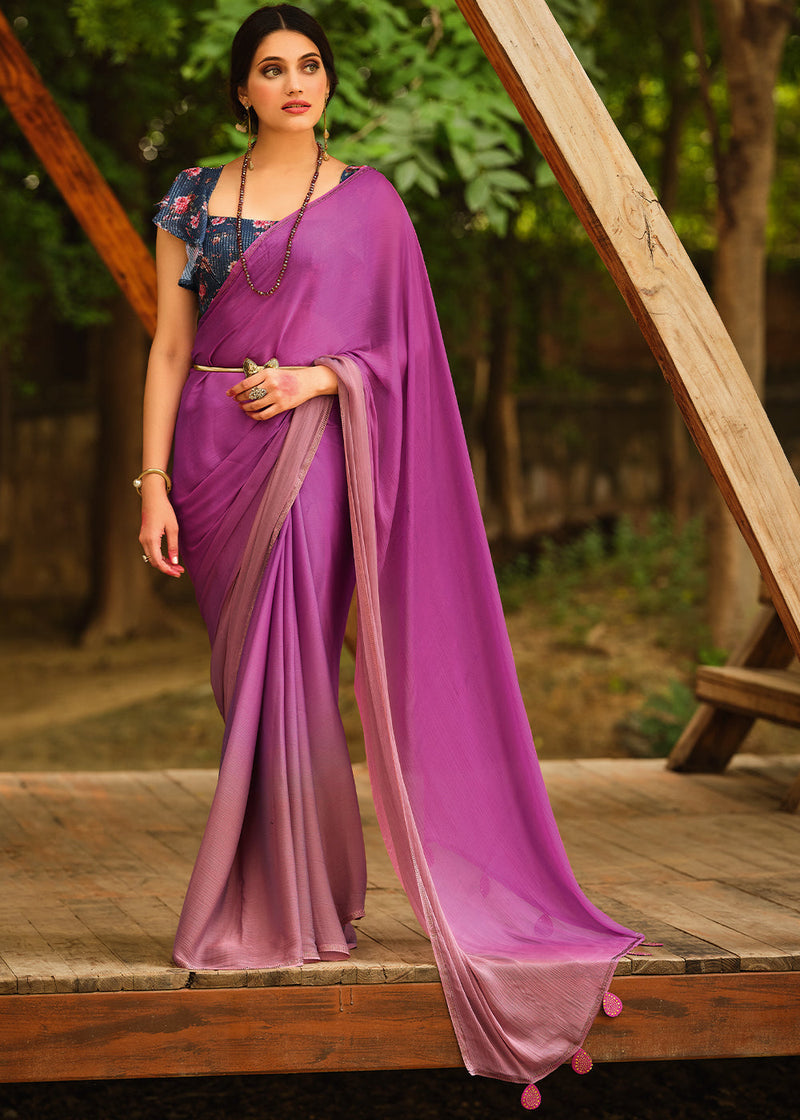 Dull Light Purple Plain Silk Saree – Sudathi