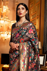 Rebel Black Woven Banarasi Saree