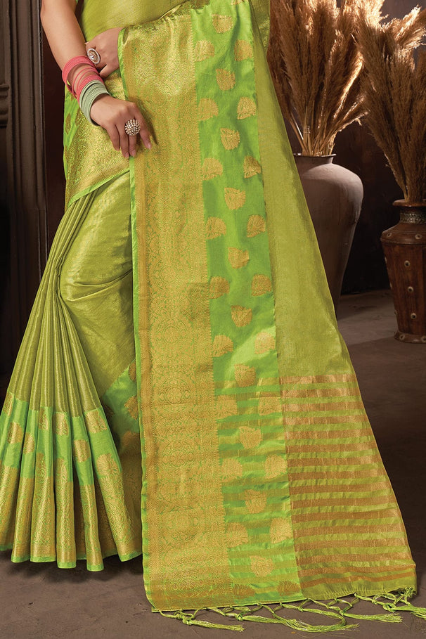 Buy MySilkLove Pastel Green Organza Saree Online