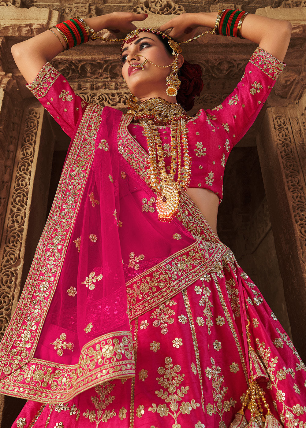 MySilkLove Cabaret Pink Silk Lehenga Choli With Heavy Zari Embroidery