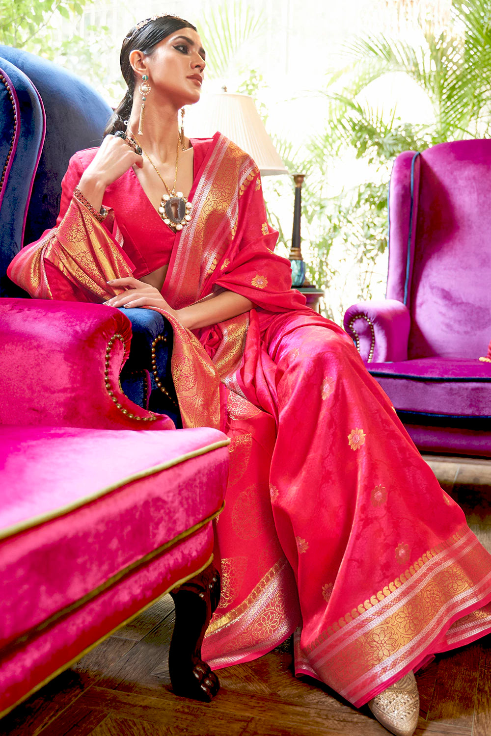 MySilkLove Mandy Pink Woven Kanjivaram Silk Saree