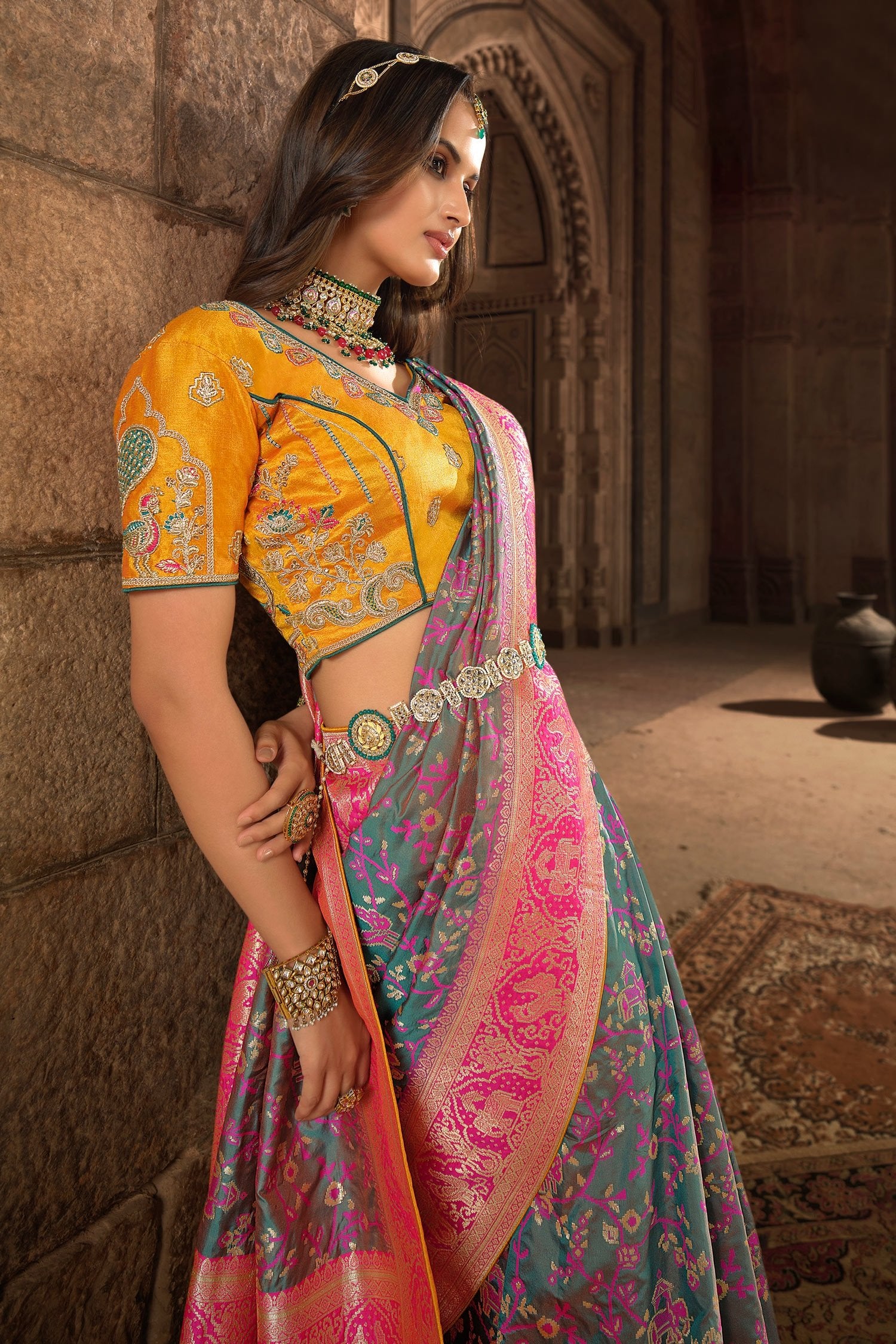 MySilkLove Shuttle Grey Designer Banarasi Woven Silk Saree