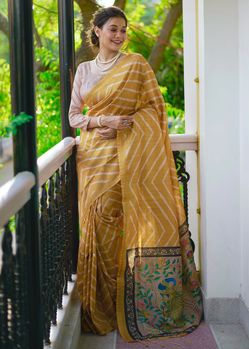 Buy MySilkLove Salomie Yellow Digital Printed Soft Silk Saree Online