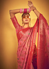 Geraldine Pink Woven Banarasi Brocade Silk Saree