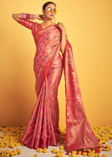 Geraldine Pink Woven Banarasi Brocade Silk Saree