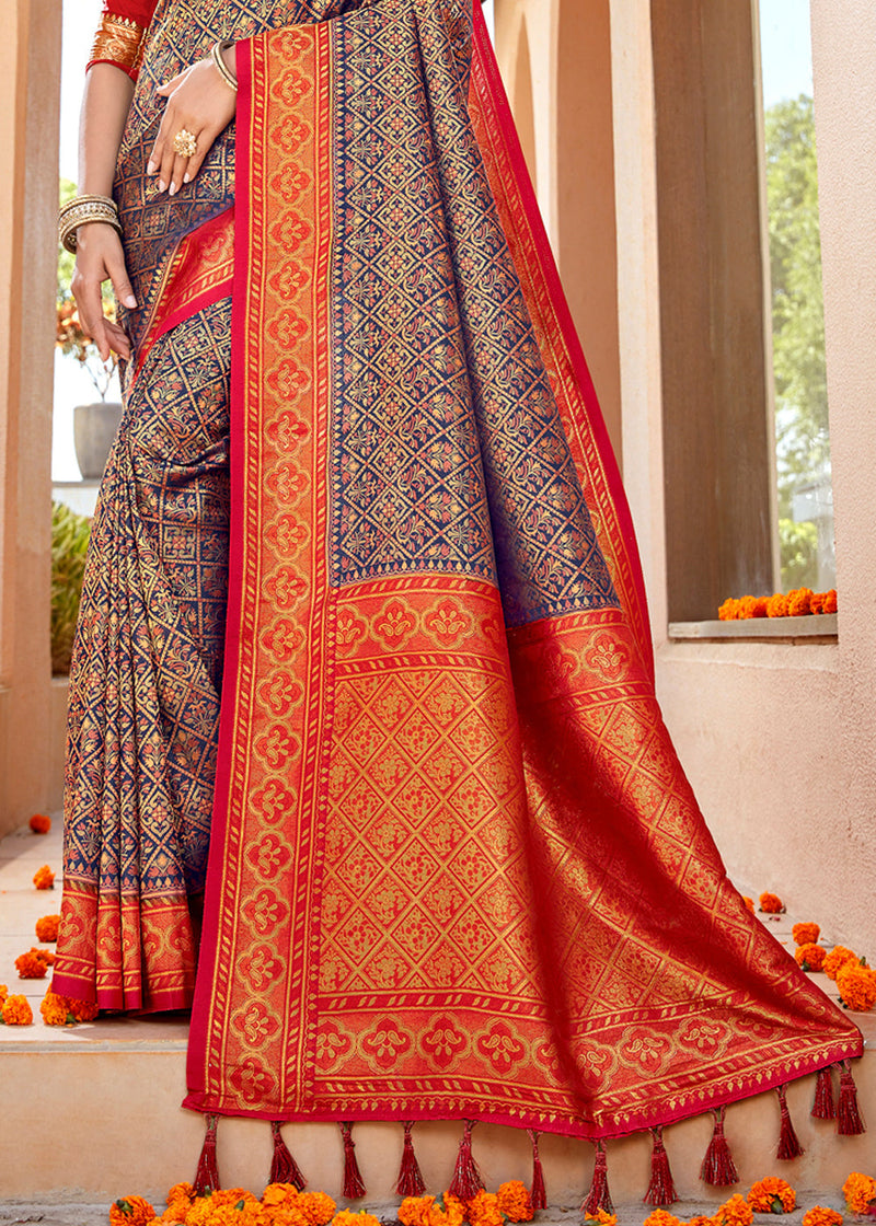 Ferra Blue Woven Banarasi Silk Saree