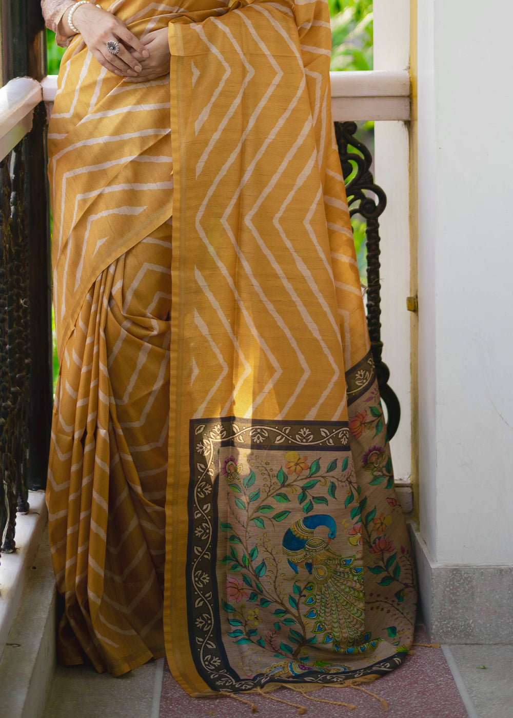 Buy MySilkLove Salomie Yellow Digital Printed Soft Silk Saree Online