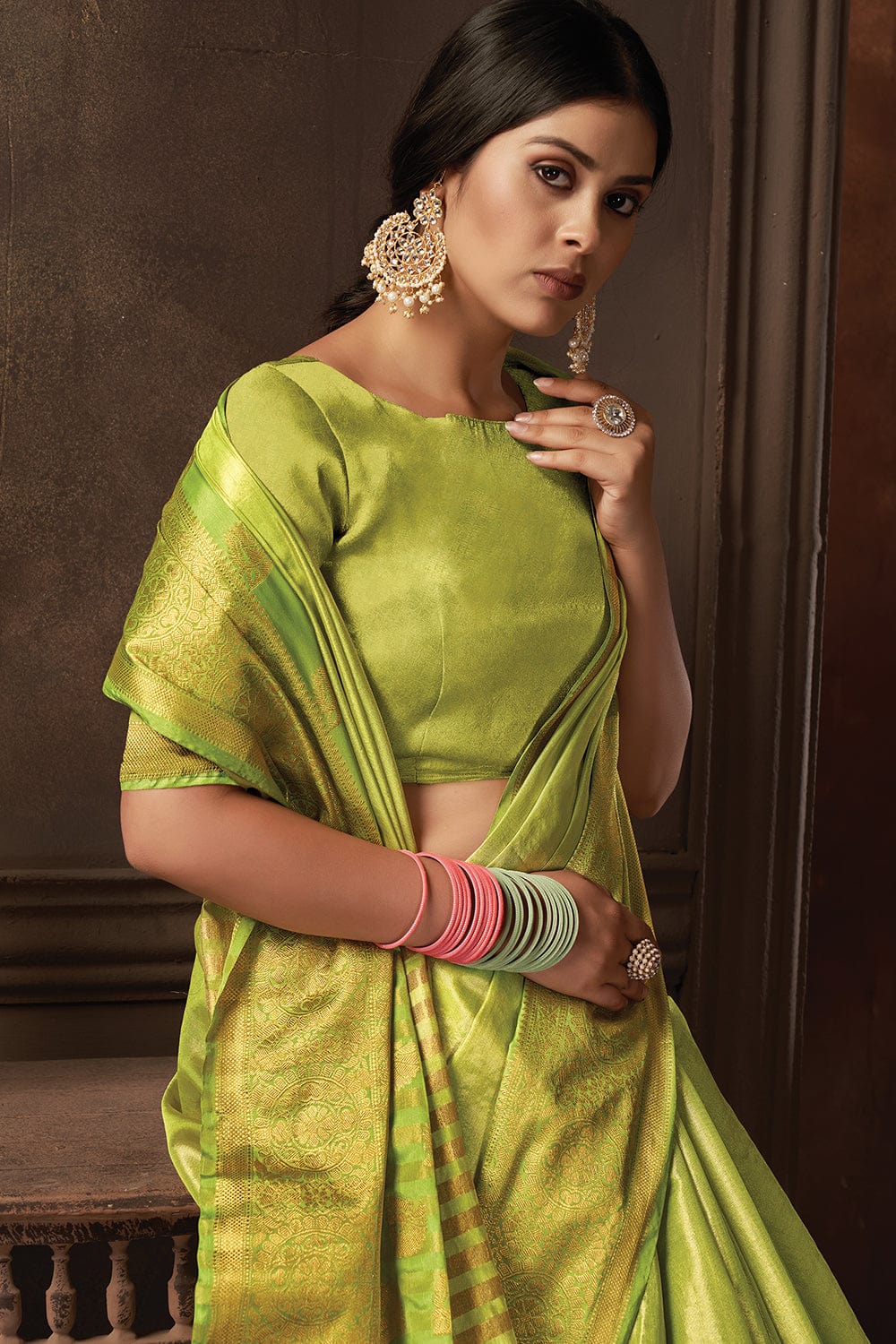 Buy MySilkLove Pastel Green Organza Saree Online