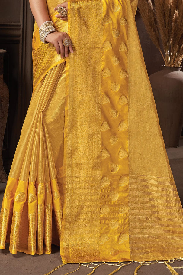 Buy MySilkLove Grand Yellow Organza Saree Online