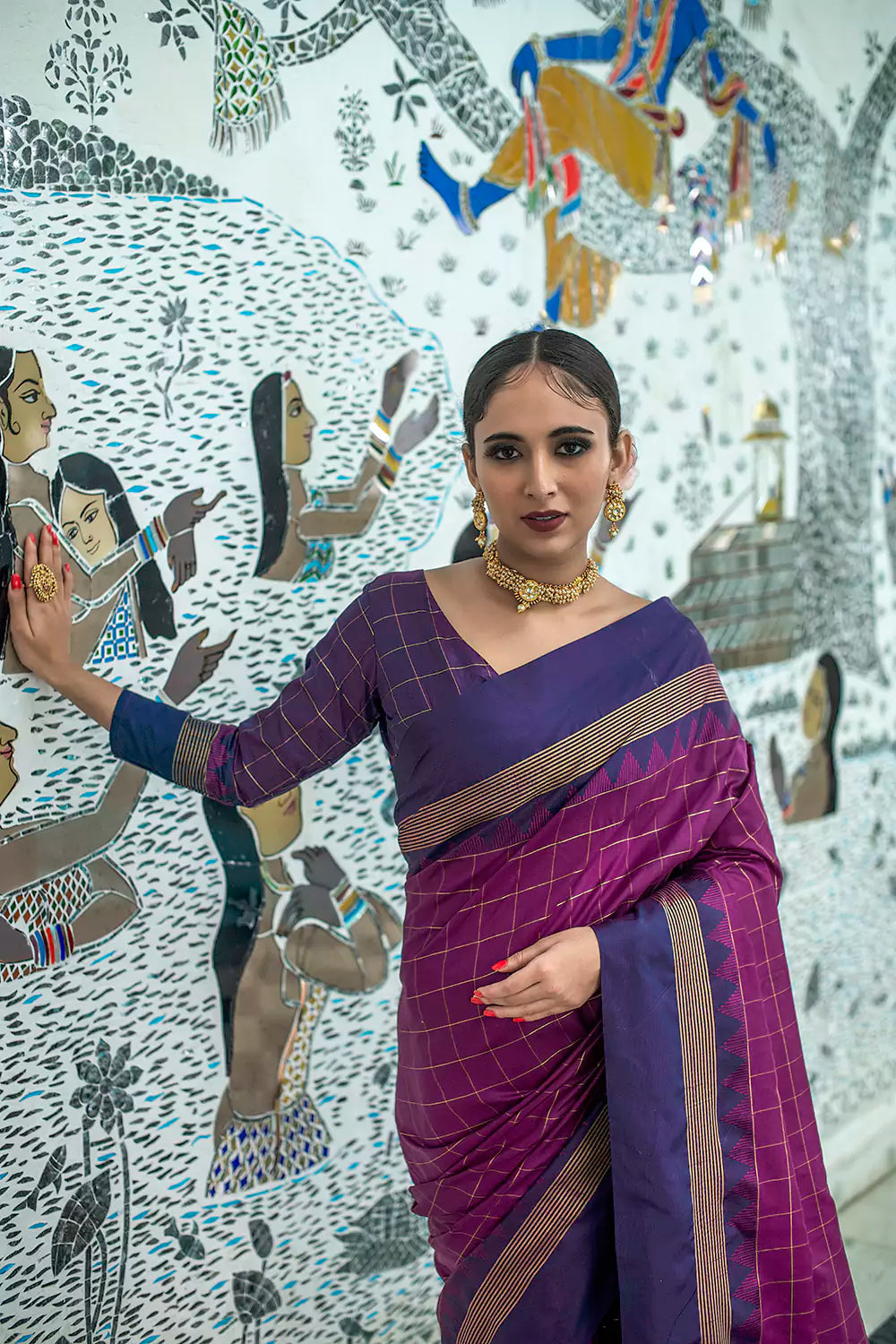 MySilkLove Tapestry Purple Soft Banarasi Raw Silk Saree