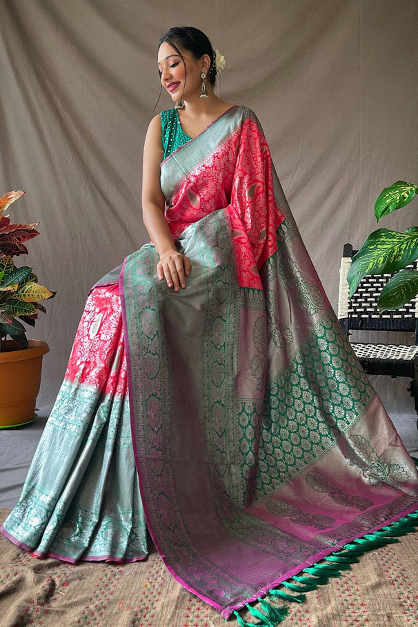 Buy MySilkLove Mandy Pink Kanjivaram Silk Saree Online