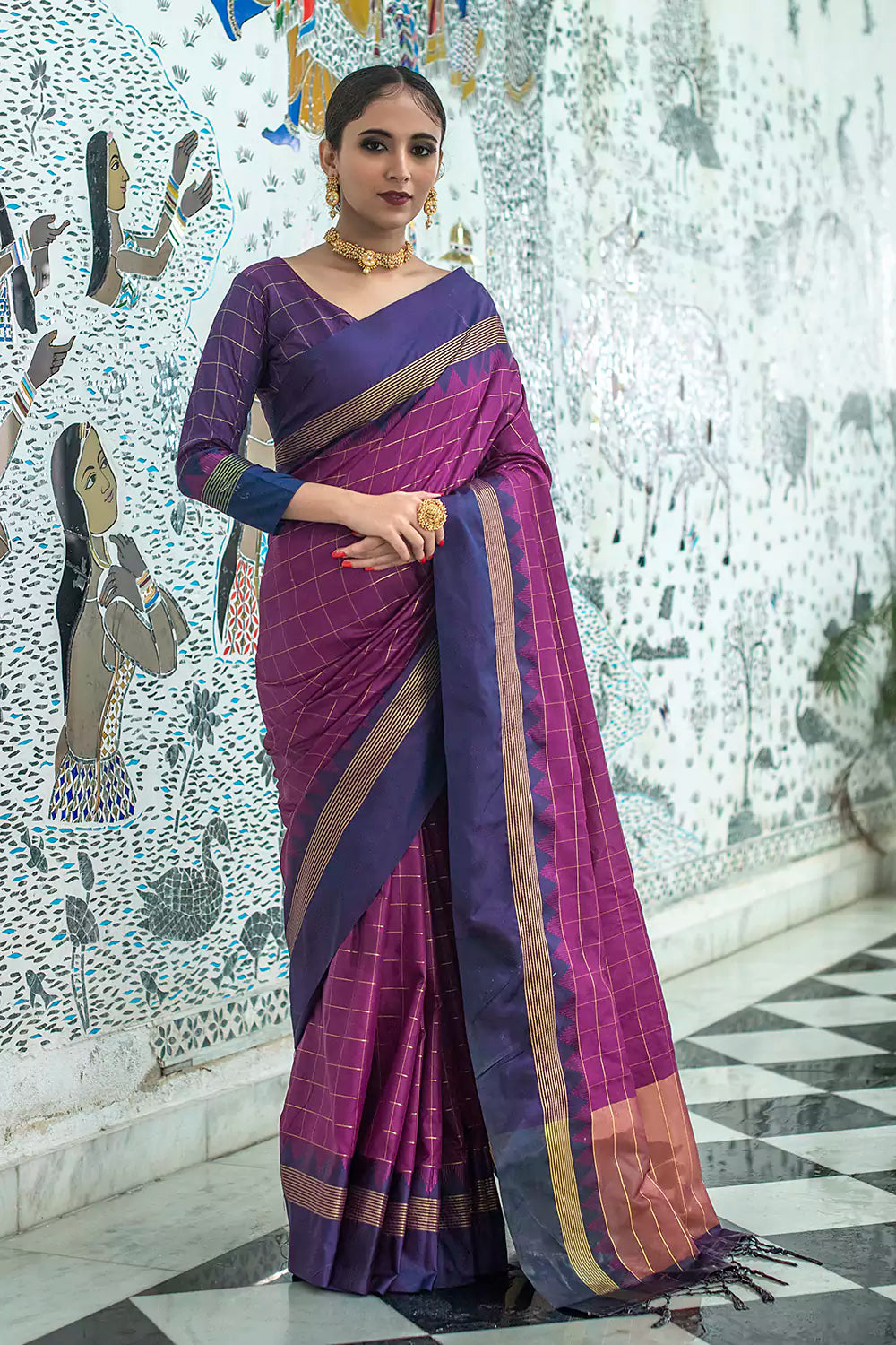 Buy MySilkLove Tapestry Purple Soft Banarasi Raw Silk Saree Online