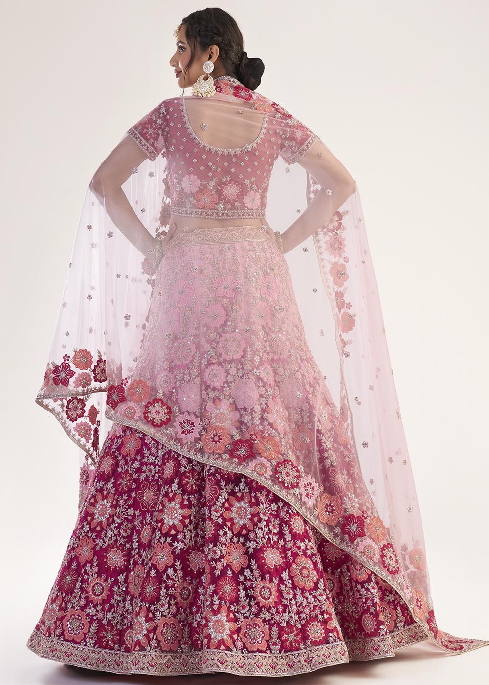 Buy MySilkLove Cinnamon Pink Net Designer Lehenga Choli Online