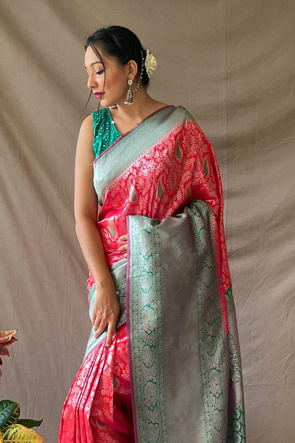 Buy MySilkLove Mandy Pink Kanjivaram Silk Saree Online