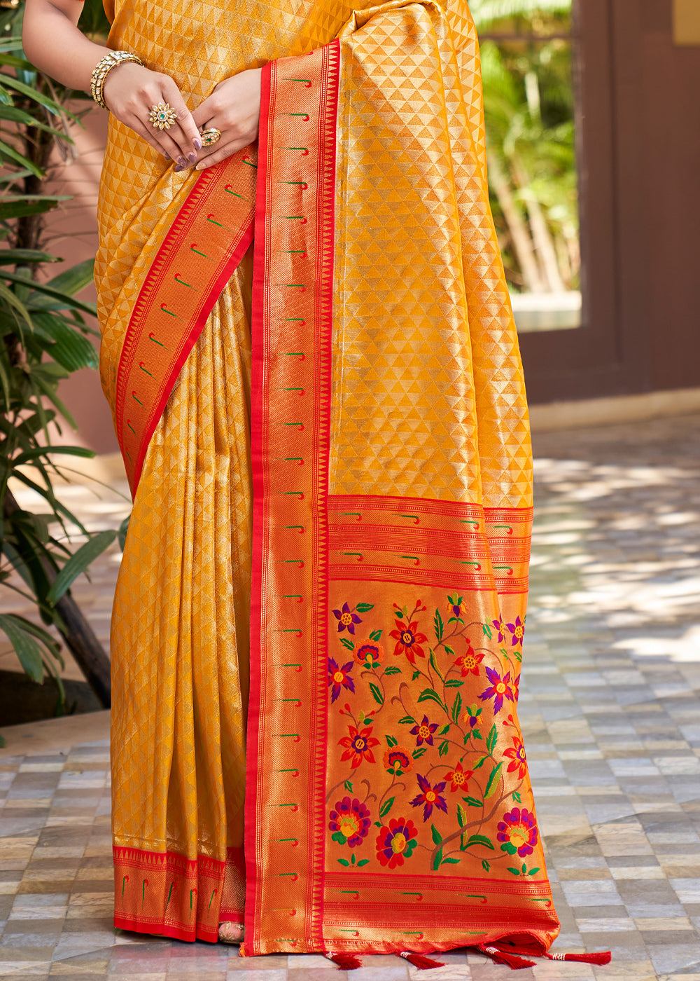 Buy MySilkLove Ronchi Yellow Woven Paithani Silk Saree Online