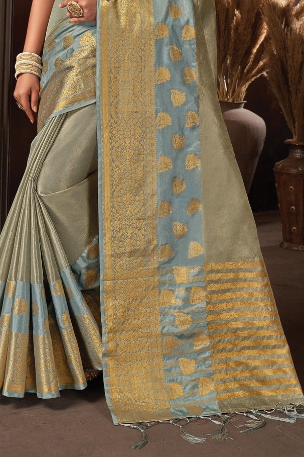 Buy MySilkLove Pablo Grey Organza Saree Online