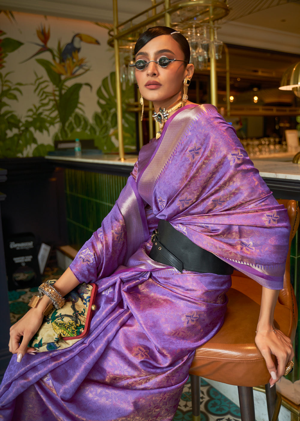 Buy MySilkLove Berry Purple Woven Organza Silk Saree Online