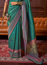 Ming Green Woven Banarasi Silk Saree