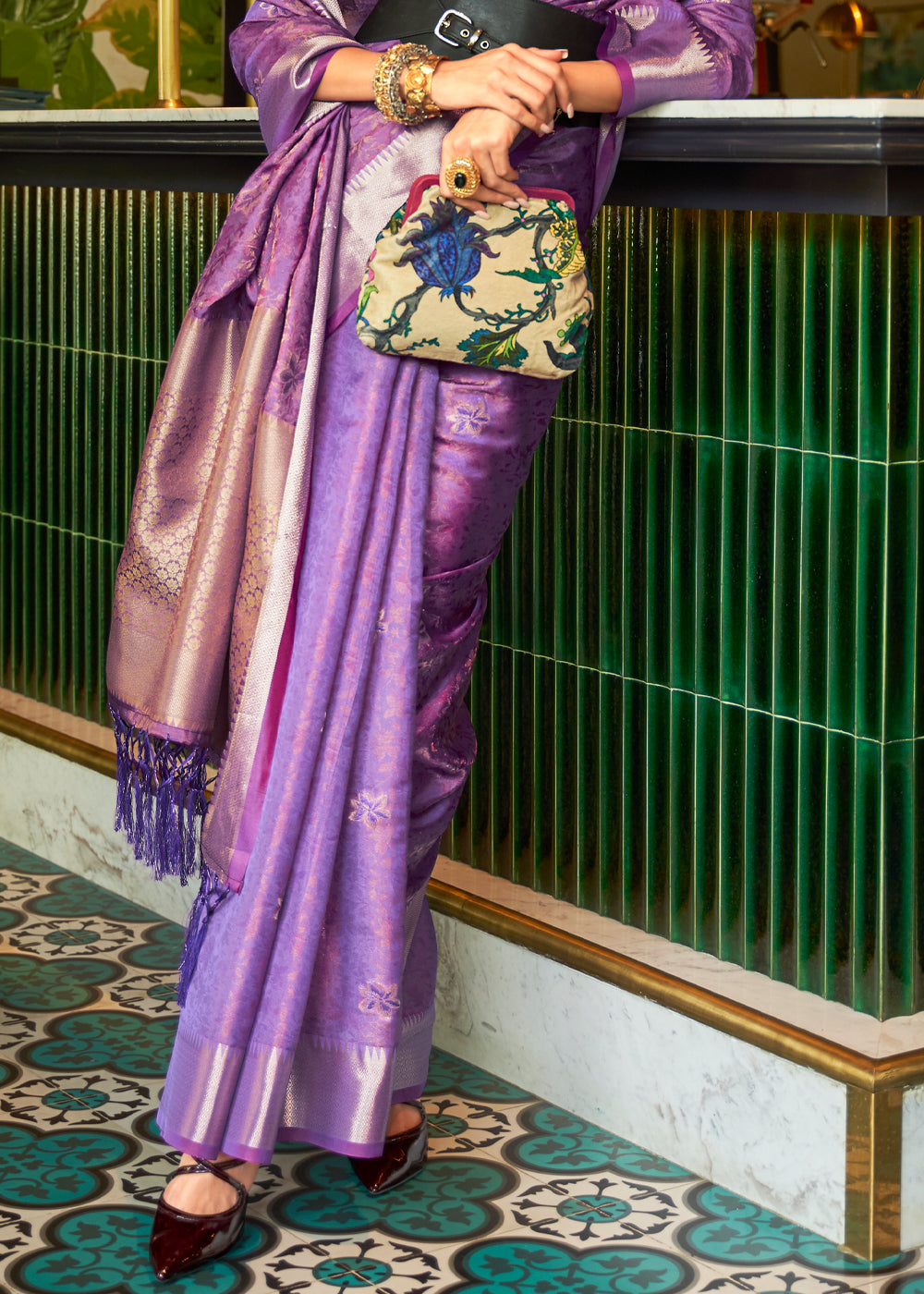 Buy MySilkLove Berry Purple Woven Organza Silk Saree Online