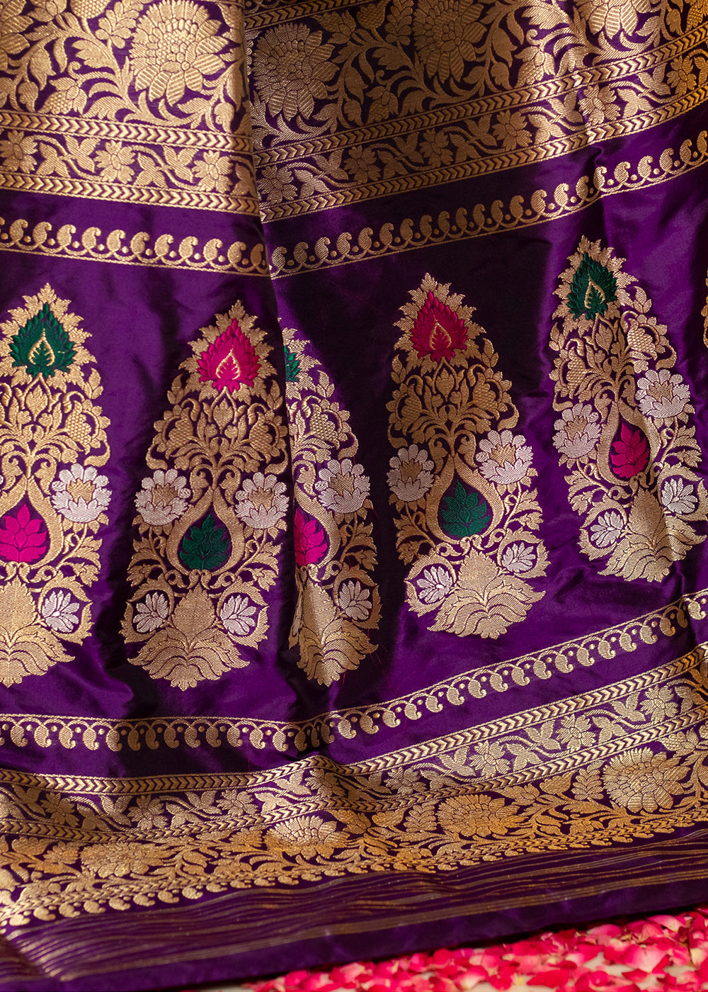 Buy MySilkLove Seance Purple Hand Woven Katan Pure Silk Saree Online