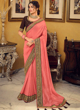 Froly Pink and Brown Designer Silk Saree