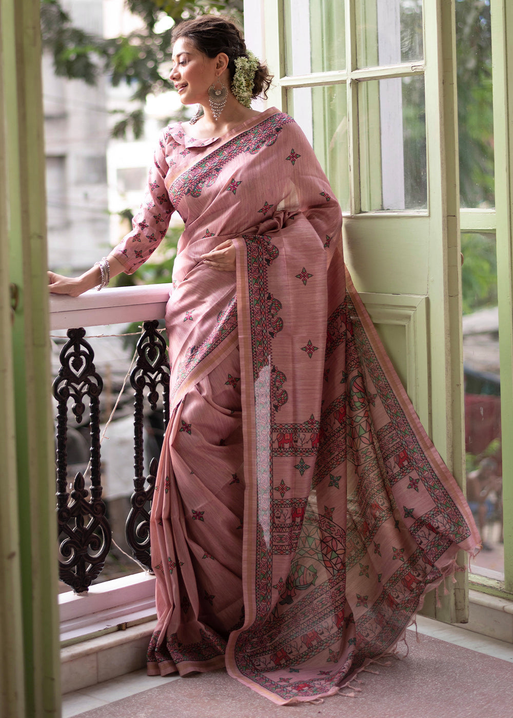 MySilkLove Au Chico Pink Kalamkari Printed Silk Saree