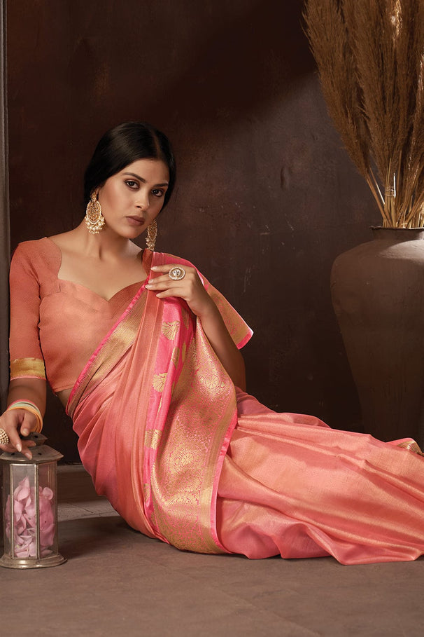 MySilkLove Mona Lisa Pink Organza Saree