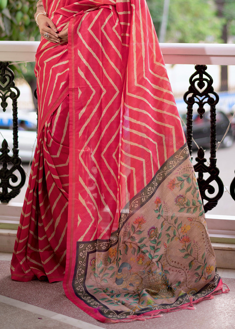 Buy MySilkLove Wild Pink Digital Printed Soft Silk Saree Online