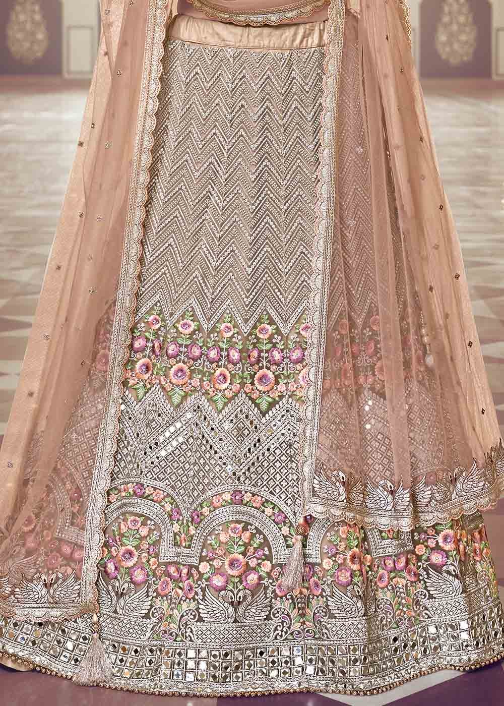 Buy MySilkLove Brandy Rose Brown Net Lehenga Choli Online